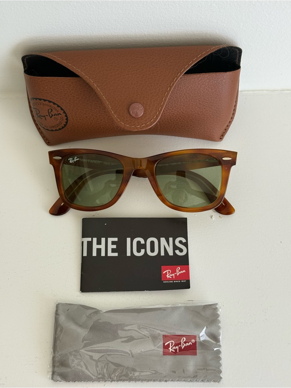 Ray-Ban Tortoise Frame Sunglasses with Green Lenses
